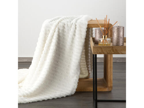 Mäkká chlpatá deka s pásikovým vzorom - Lisa, biela 70 x 160 cm